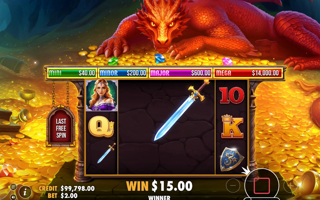 Free Spins screen with the elevated paytable and giant SCATTER