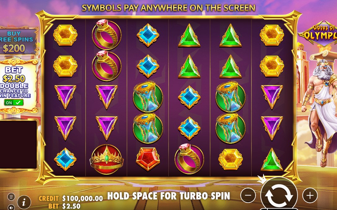 Base game grid with tumbling wins and Multiplier Orbs