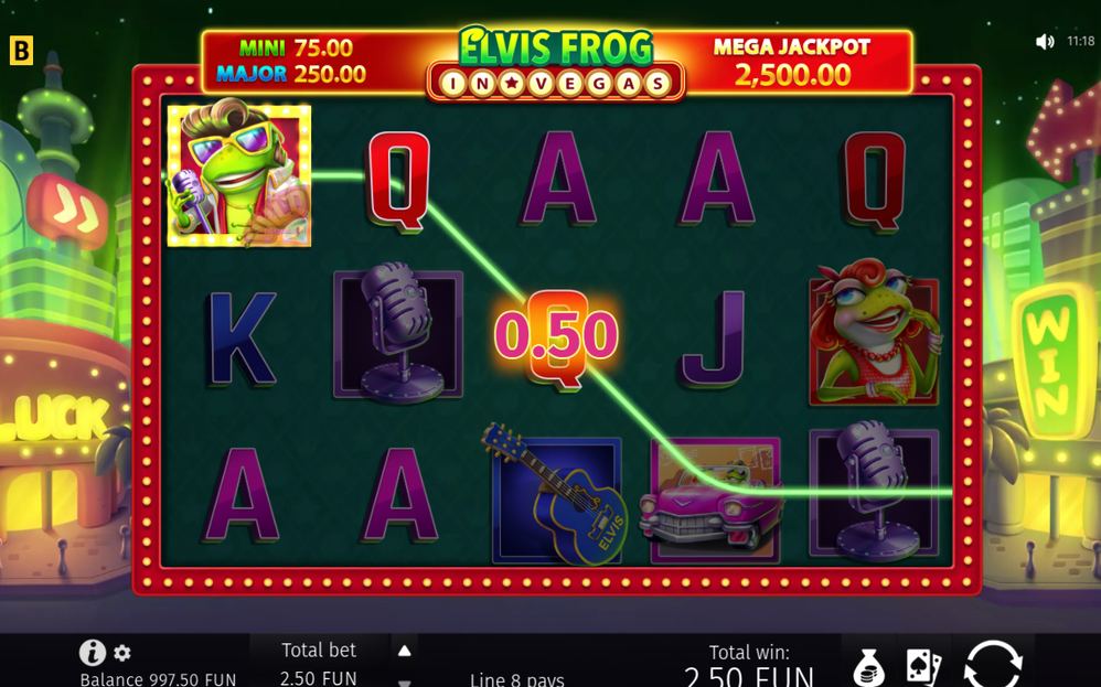 Win screen showing the total paid for the round