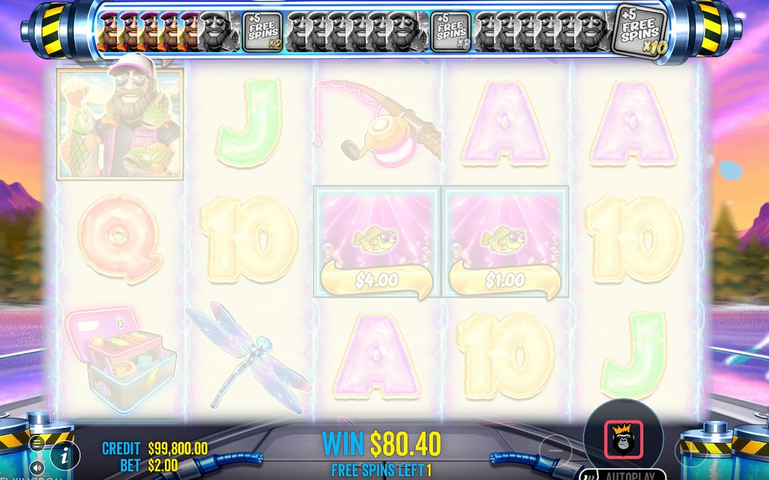 Free Spins with Fisherman Wilds on reels 1 and 5